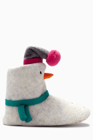White Snowman Slipper Boots